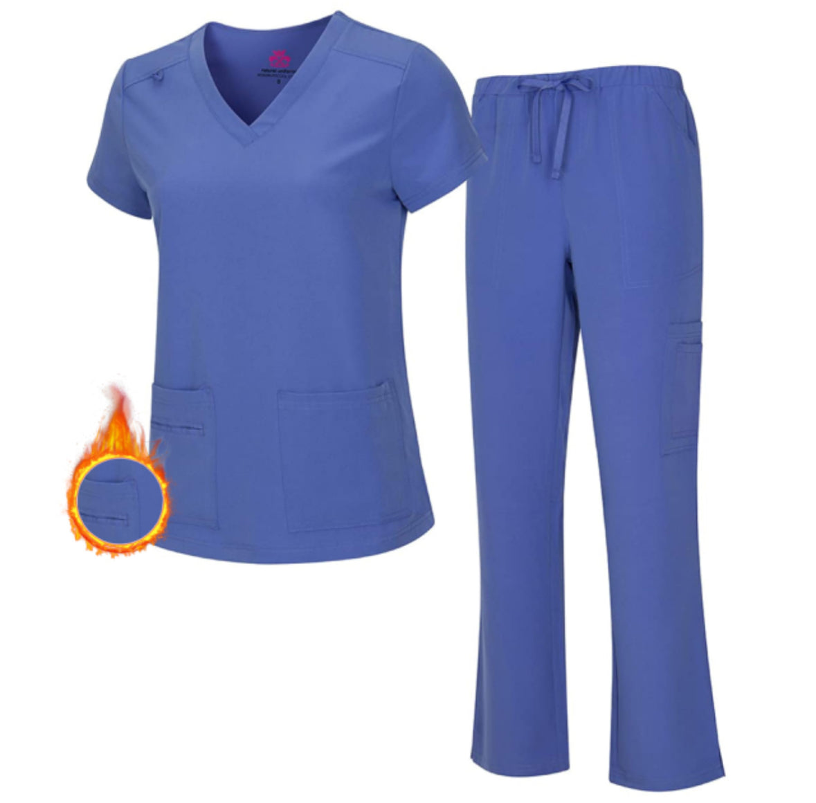 Women’s Breathable Cool Stretch Fabric Scrub Top and cargo Pant Set