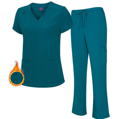 Women’s Breathable Cool Stretch Fabric Scrub Top and cargo Pant Set